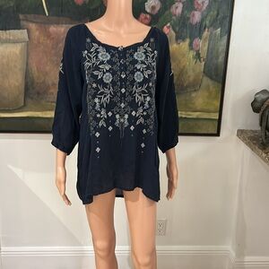 Johnny Was rayon top with embroidery